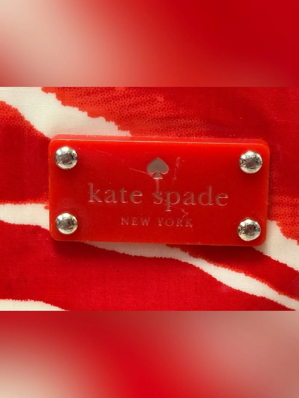 kate spade Daycation Bon Shopper Red and White Zebra-Print Tote